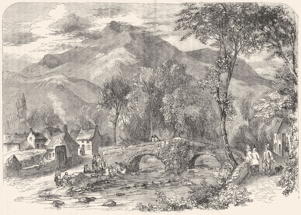 WALES. North Wales. Beddgelert 1850 old antique vintage print picture